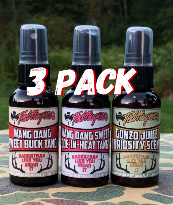 A trio of different scents of deer attractant.