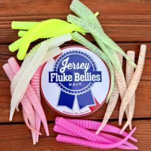 Assorted colorful soft-plastic fishing baits and sticker